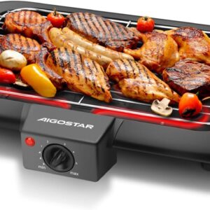 Aigostar Tasty Parrilla eléctrica fácil de limpiar
