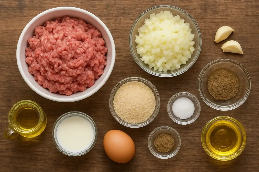Vista de Ingredientes para las albondigas