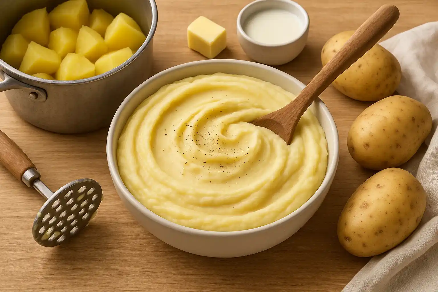 Pure de patatas elaborado para el pastel de carne.