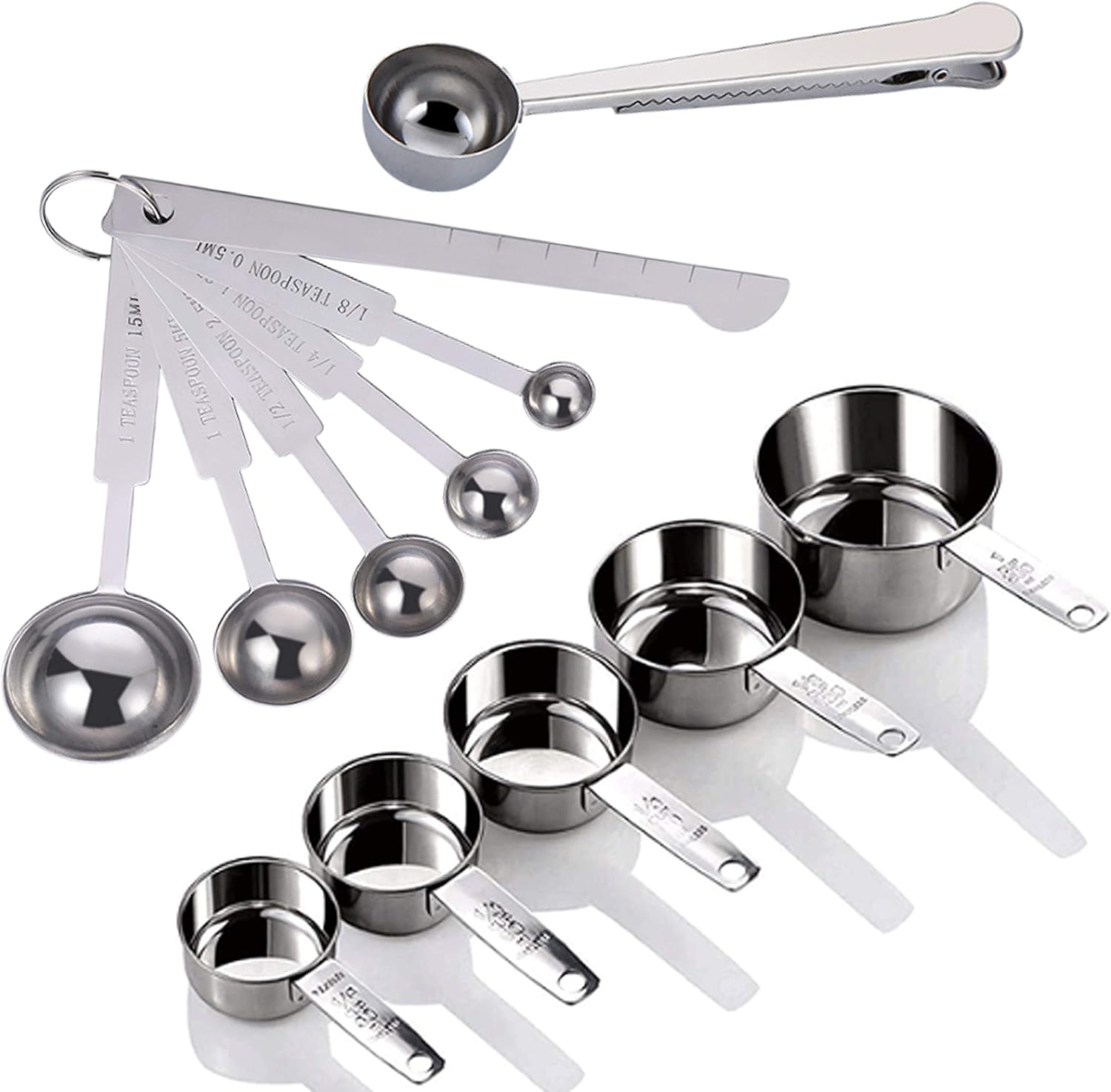 Set 12 Tazas y Cucharas Medidoras Acero Inoxidable