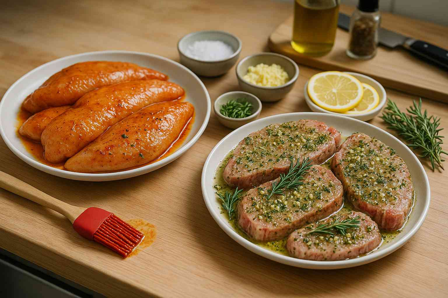 marinadas caseras para pollo, carne y pescado en plancha o barbacoa