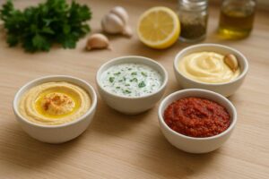 Salsas caseras rápidas en boles variados
