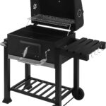 Barbacoa de barril con tapa y altura regulable WOLTU