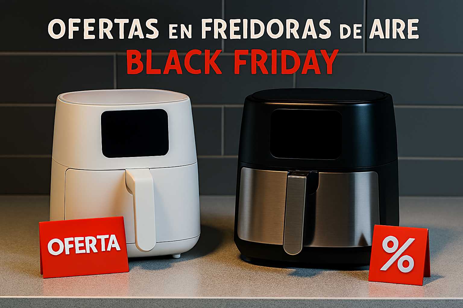 Varias freidoras de aire de diferentes tamaños con ofertas Black Friday