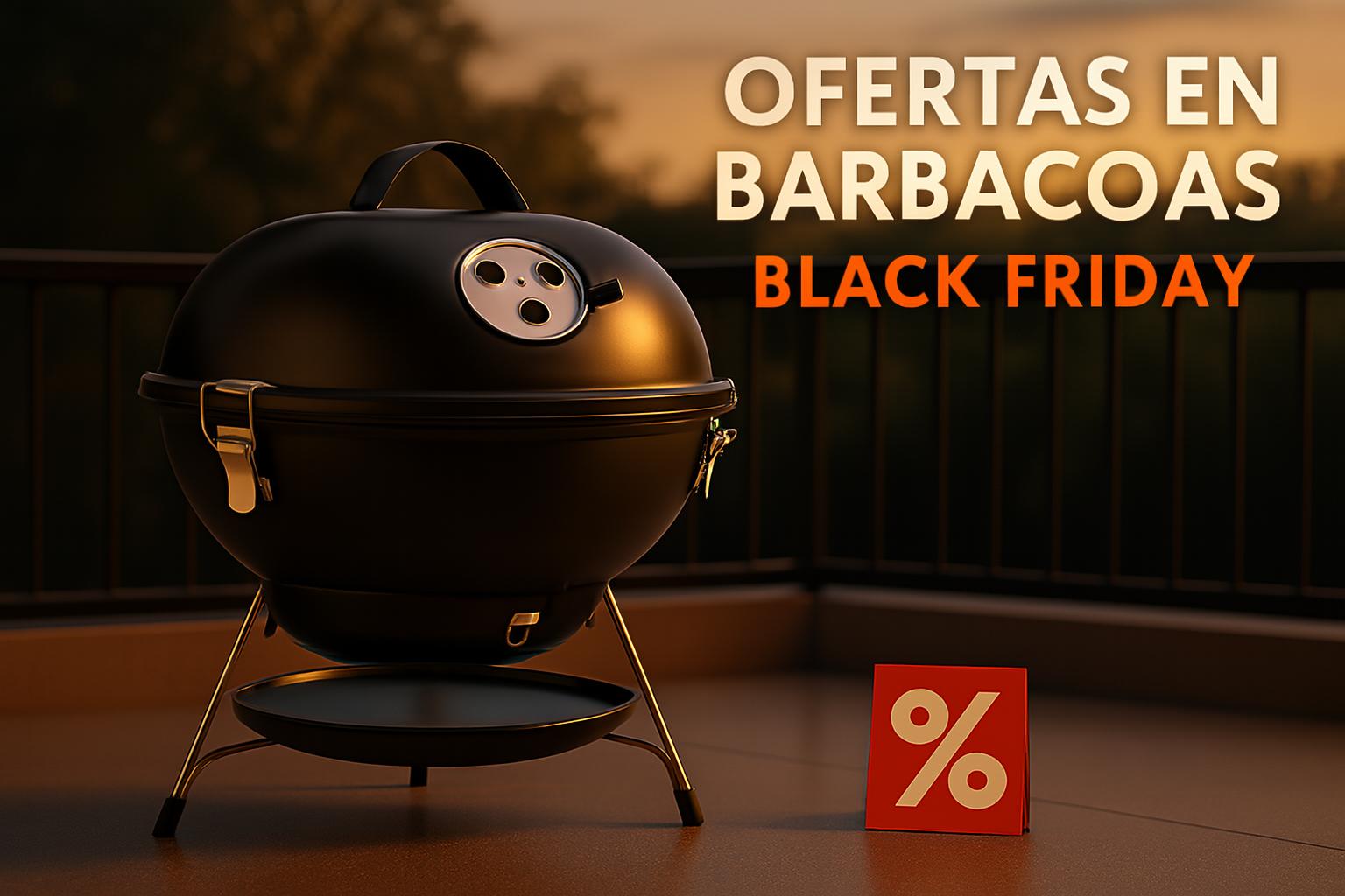 Barbacoa en un balcón con brochetas cocinándose