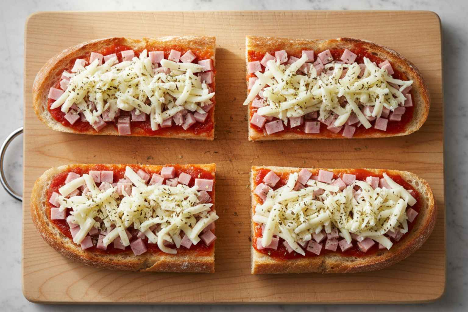 Montaje del panini casero Panini casero montado con sus ingredientes, listo para la freidora de aire.