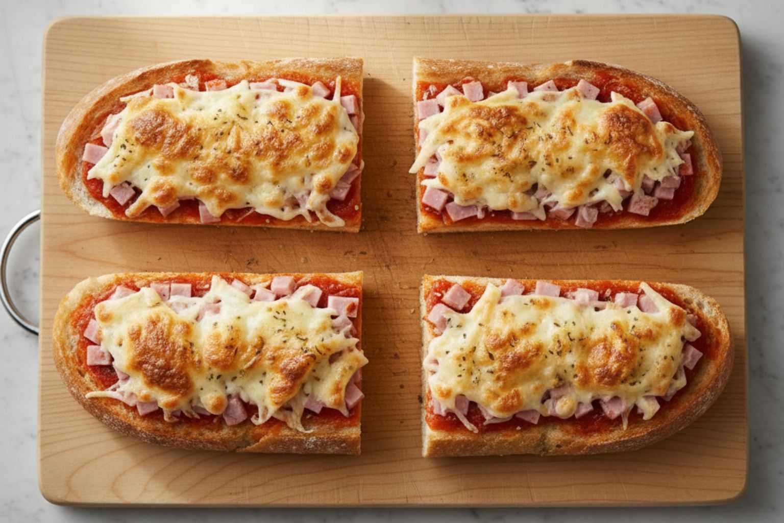 Resultado final del panini casero en freidora de aire Paninis caseros terminado, con el queso dorado y burbujeante.